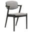 Chaise de salle à manger grise Mid-Century moderne à 2 places - Chaise rembourrée avec dossier noir et 2 chaises
