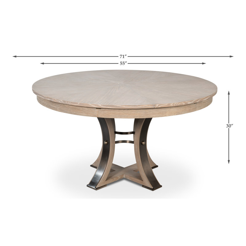Tower Round Solid Oak Dining Table, Moonskin/Hammered
