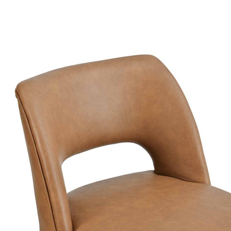  Bisto Faux Leather Upholstered Counter Height Bar Stool With Solid Wood Legs Set of 4, Brown, 4