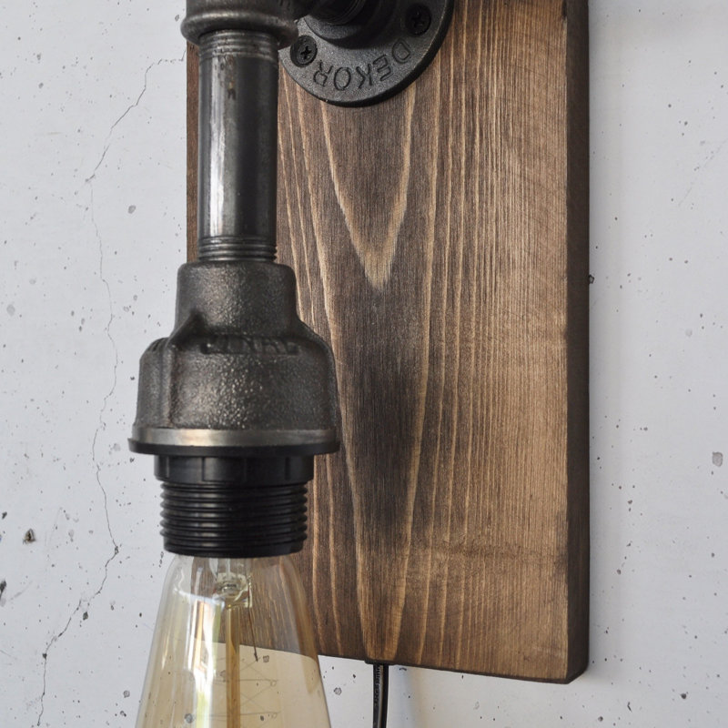 Elegant Solid Wood Wall Lamp, 11.8 x 5.5 x 4.7 inches | E27 Socket, Max 200 W | On/Off Switch on Cable | Stylish Black and Wood Finish | Perfect for Living Room, Bedroom, and Hallway Decor