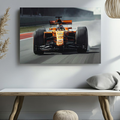 Canvas Wall Art Mclaren F1 Racing High Speed Orange And Black Motorsport Art Ready To Hang Gallery Wrapped Home Decor Modern Design