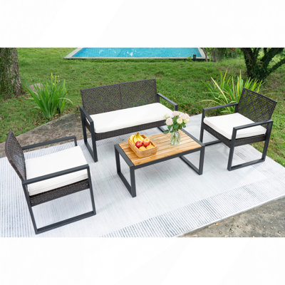 Ensemble de meubles de patio 4 pièces avec balcon et véranda