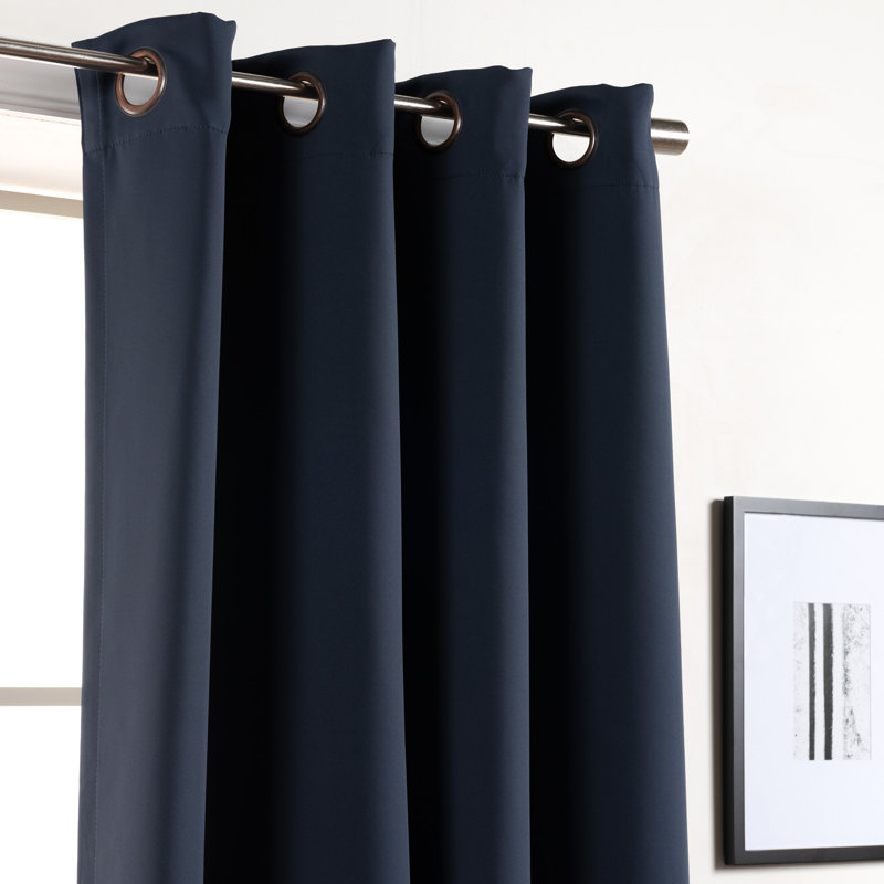 Flame Retardant Thermal Insulated Blackout Curtain, 52" W x 96" L, Navy
