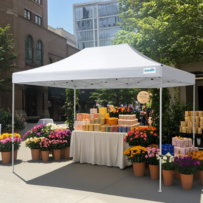Quictent 10'x15' Portable Pop up Canopy Tent, Easy up Commercial Gazebo Canopies for Sun & Rain Protection(White, No Sidewall)