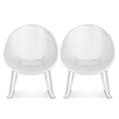Modern Perforated Rocking Egg Chair Rocker With Oval Round Polka Dot Indoor Outdoor Patio by Wrought Studio