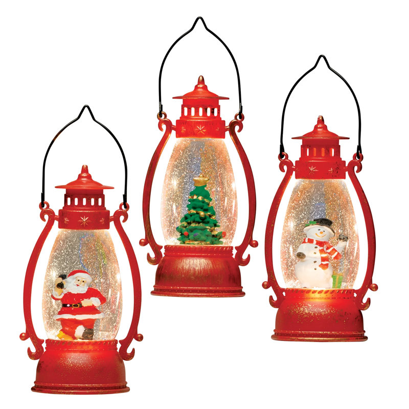 Charming LED Lighted Festive Holiday Lanterns - Set of 3