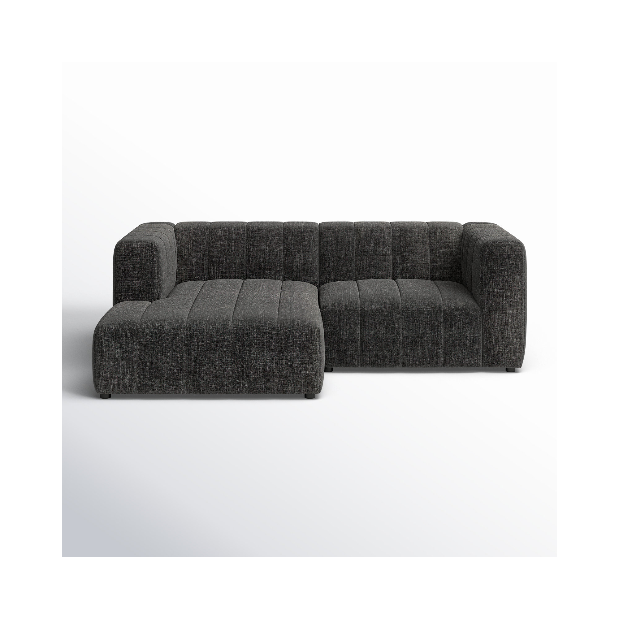 Bowry 88" Wide Sofa & Chaise, Left Hand Facing, Saxon Charcoal Polyester