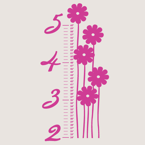 Décalcomanie murale de croissance fleur, Rose vif