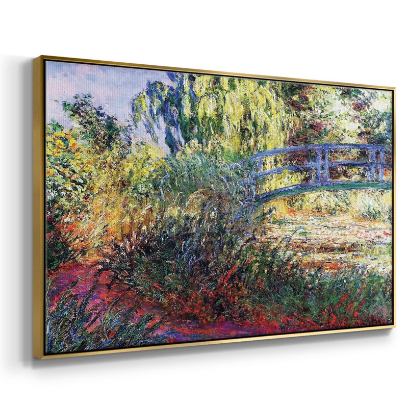Le pont japonais (l'eau), reproduction sur toile, H 17 po x l 25 po x P 2 po, Or