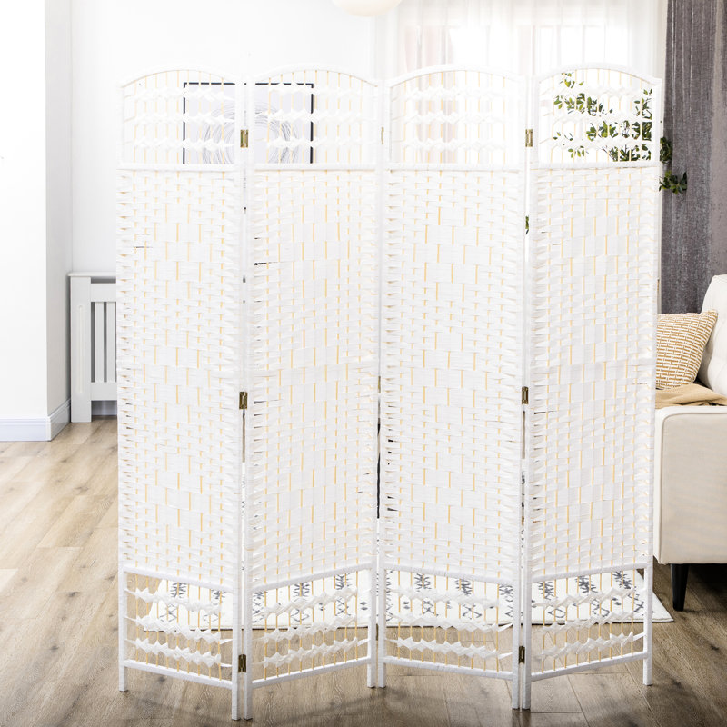Paravent à 4 panneaux, cloison d'intimité pliante en fibre de vague blanche, barrière de bureau à domicile, barrière de choix élégante de 5,6 pi pour le bureau, option élégante