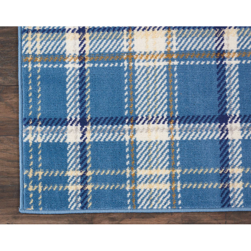 Tapis bleu Bo Bo, Tapis de couloir 2 pi 3 po x 7 pi 6 po