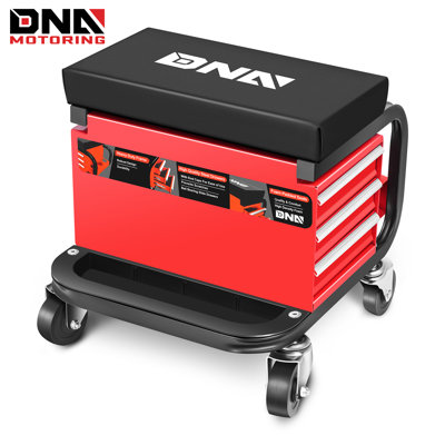 3-Drawer Rolling Creeper Seat Garage Shop Mechanic Stool W/ Tray & Storage Slots