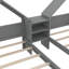 Lit plateforme double avec tête de lit en forme de maison, table de chevet intégrée et structure en bois robuste-38154952