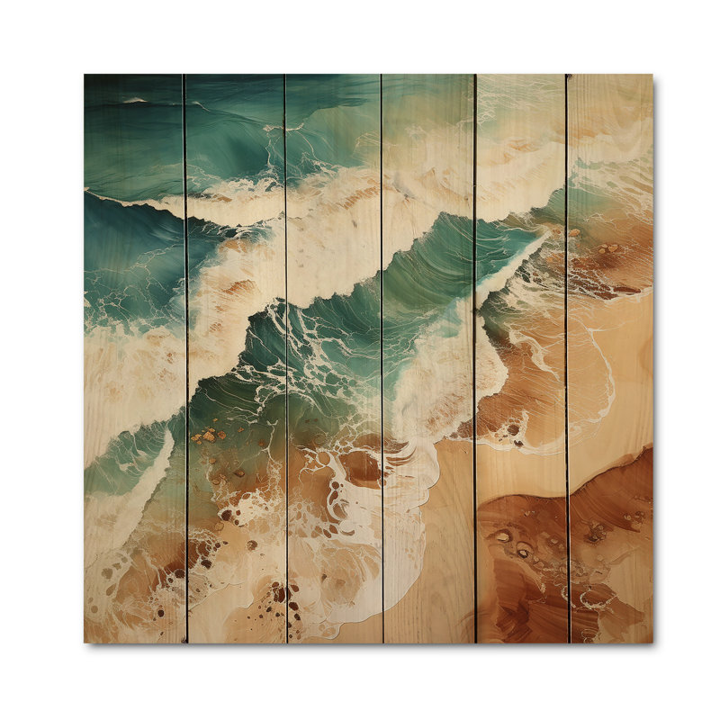 Vue aérienne de Jaydurga Beachside sur bois, H 15 po x l 15 po x P 0,78 po