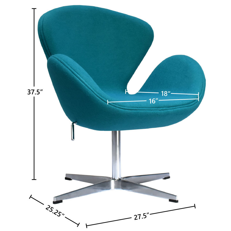 Fauteuil de bureau pivotant rembourré Iasos, Laine bleu sarcelle