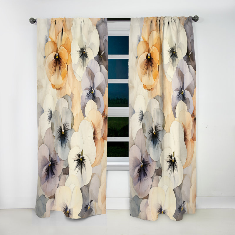 Xanthippe Vivid Pansy Dreams Bouquet I - Pansies Curtain - Velvet Room Darkening - 1 panel, 52" W x 63" L
