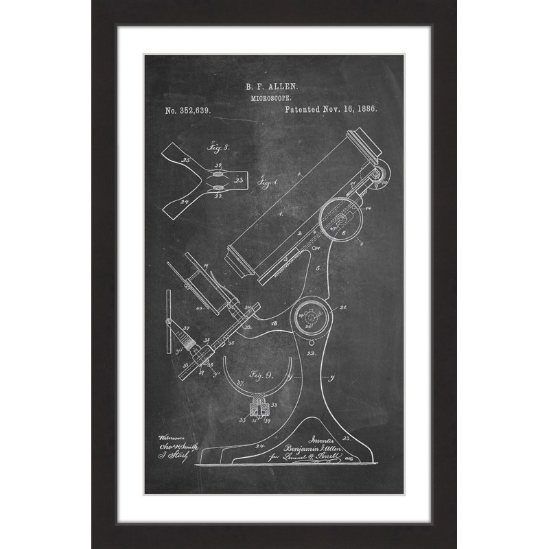 « microscope 1886 craie » par steve king, reproduction d’art encadrée, H 36 po x l 24 po x P 1,5 po
