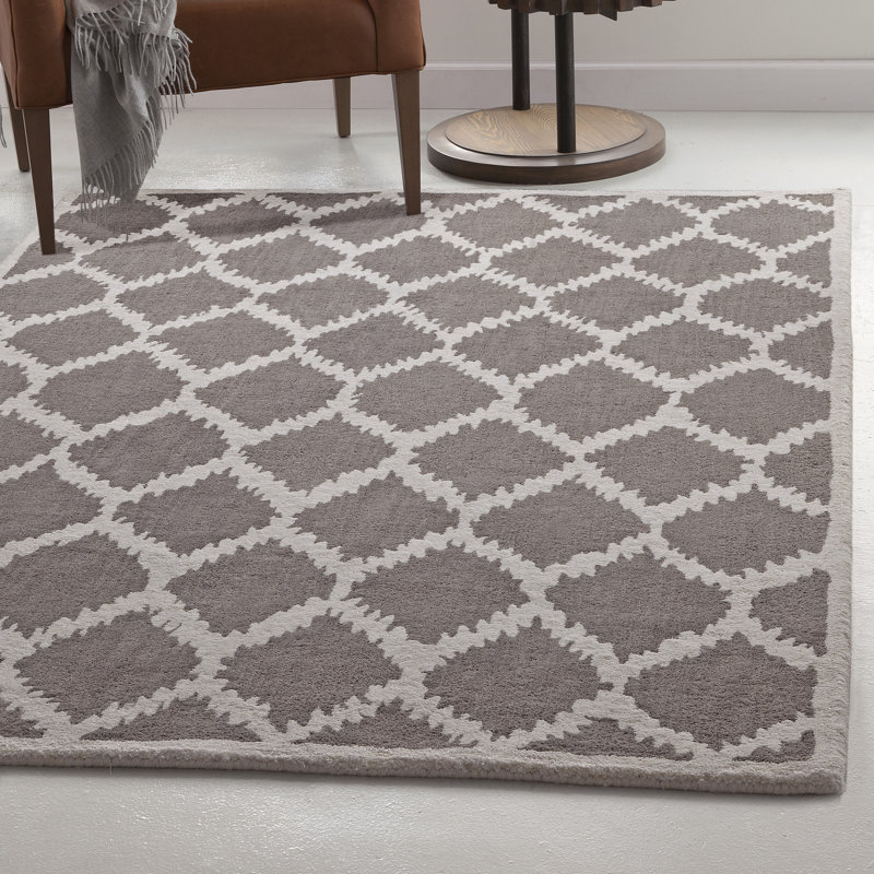 Arquit Hand Tufted Wool Ikat Indoor Rug, Rectangle 5' x 8'