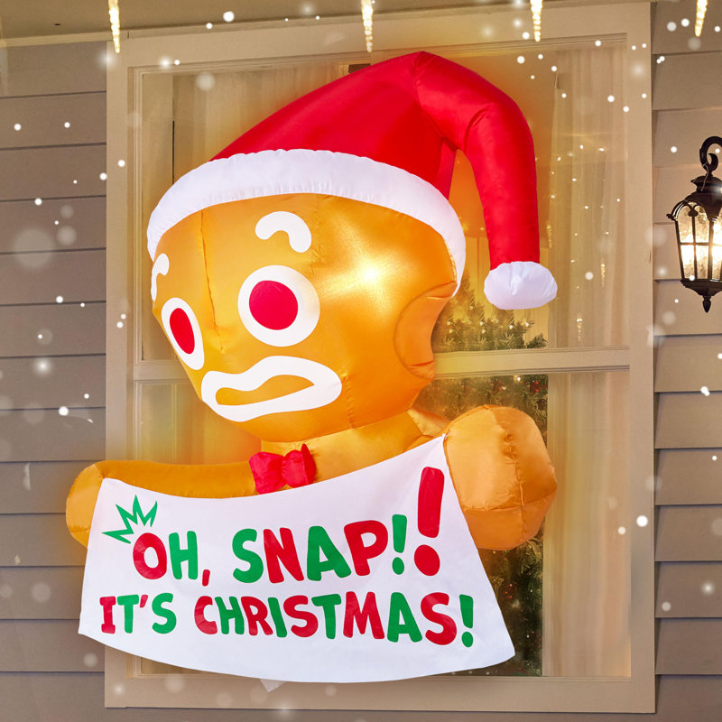 Bannière gonflable de Noël de 3,5 pi avec bannière Oh Snap