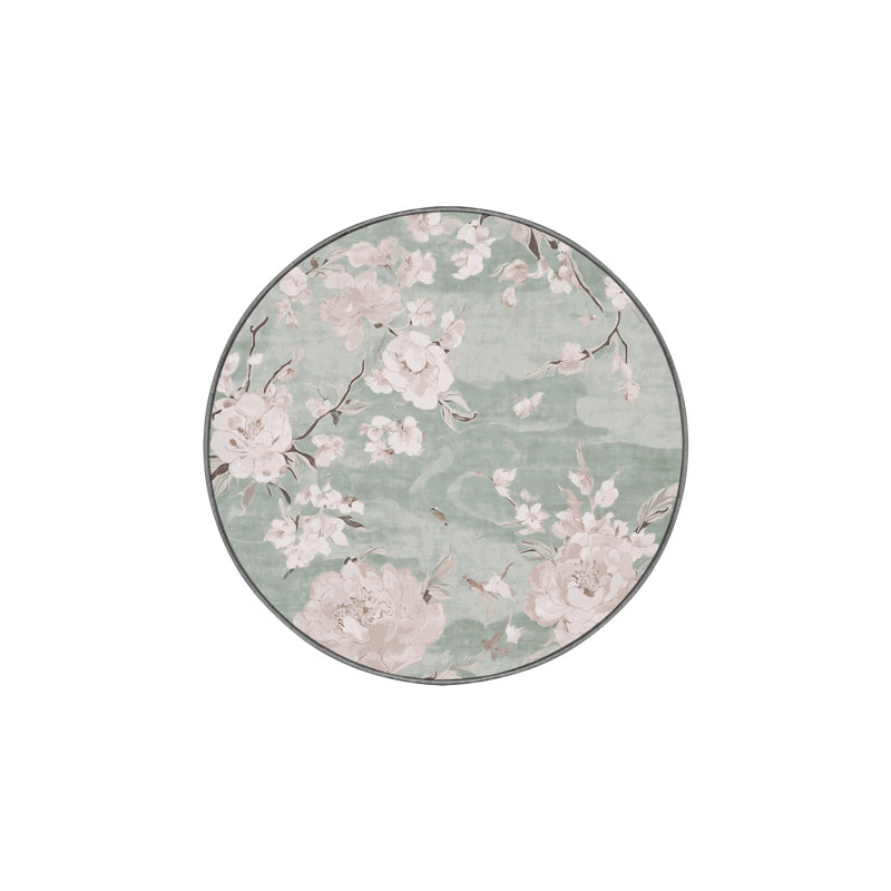 Tapis brun soyeux et moelleux, Rond 5 pi