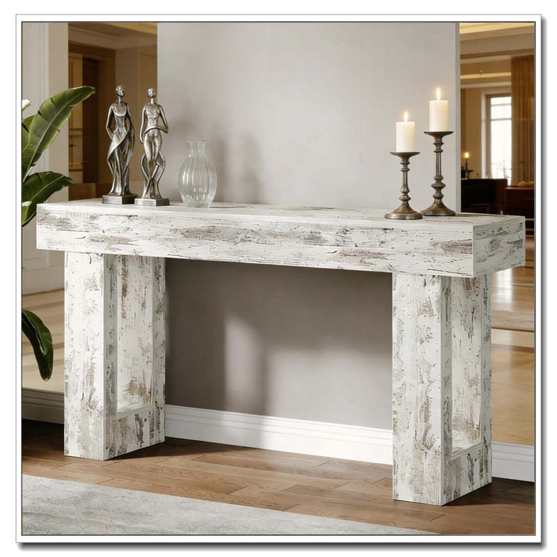 Stable TV Stand,Elegant Console Table, White Vintage
