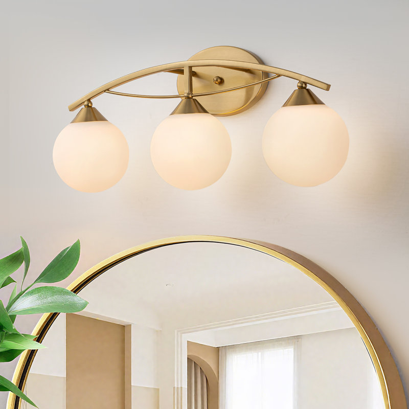 Kaynen Dimmable Opal Glass Vanity Light, 11.42" H x 24.4" W x 7.48" D, 3 Lights