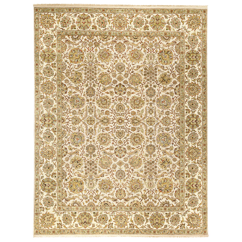 Tapis chameau et ivoire noué à la main de haute qualité