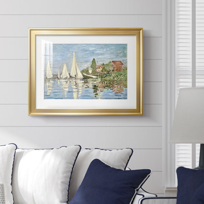 Regatta at Argenteuil-Claude Monet-Framed - Fine Art Reproduction, Matted and Framed Under Acrylic Glass, Large Living Room Wall Art