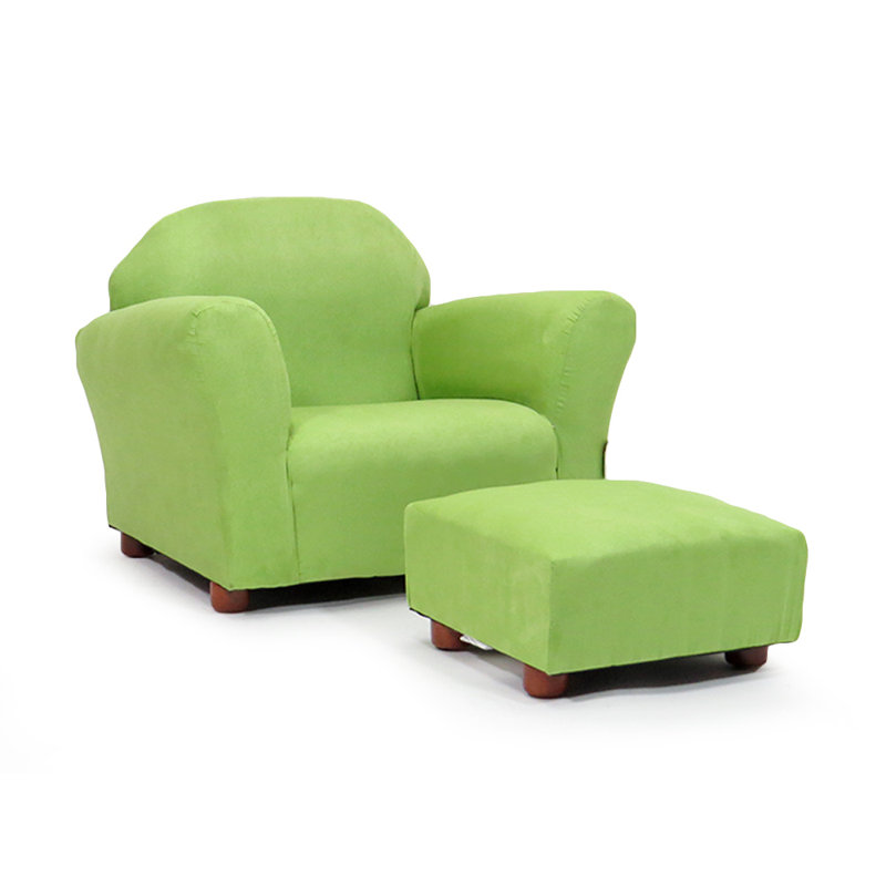 Weybridge Kids 9'' Wood Club Chair and Ottoman, Green