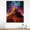 Horloge murale Aurora Borealis Over Mountain