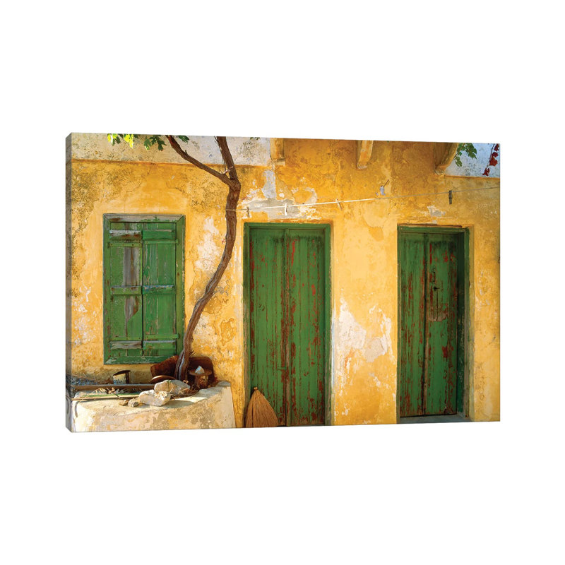 Greece, Symi. House With Doors by Jaynes Gallery - Wrapped Canvas Print, 66.04 cm H x 45.72 cm W x 3.175 cm D