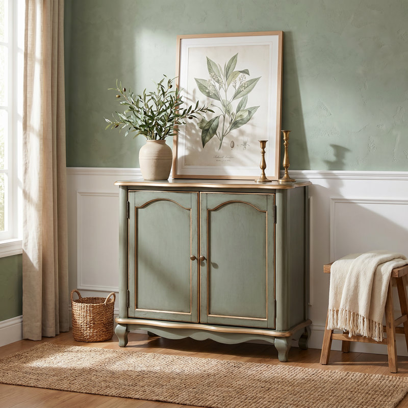 Aigul Accent Cabinet, Green & Gold