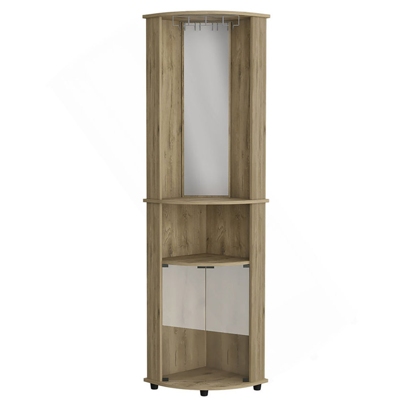 Armoire de coin Rialto, trois tablettes, finition Macadamia