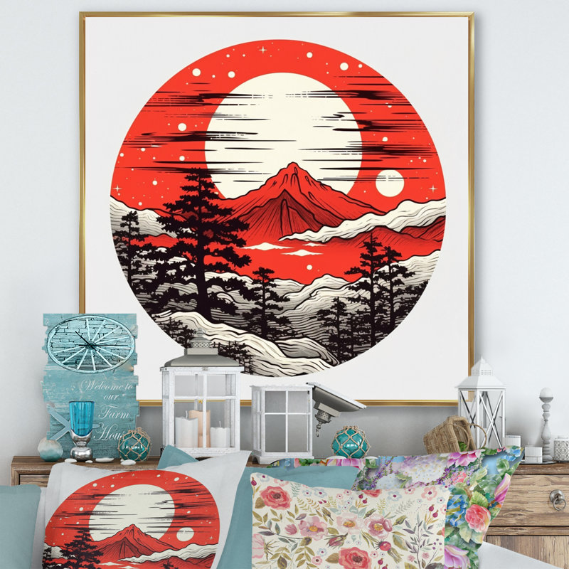 «Japon Sunrise On Samurai Land I», reproduction sur toile, H 36 po x l 36 po x P 1,5 po, Cadre flottant doré