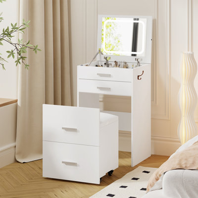Bureau de coiffeuse 3 en 1 Ato avec miroir et lumières