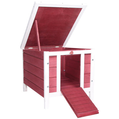 Petite cage à cages en bois pour lapin, cage de cochon d'Inde avec toit ouvert et imperméable, rouge