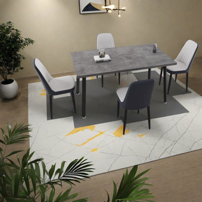 Ensembles de table de salle à manger extensible avec chaises en polyuréthane, design moderne en MDF, idéal pour la famille