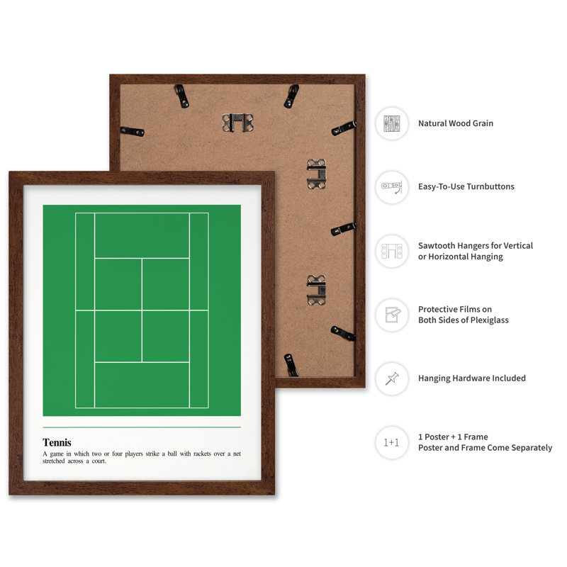 Tennis Définition, Affiche, H 24 po x l 32 po, Encadrement brun