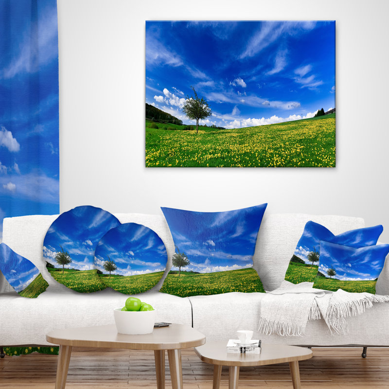 Coussin Schafer Landscape Spring Fields, 16 po x 1 po, Coussin décoratif