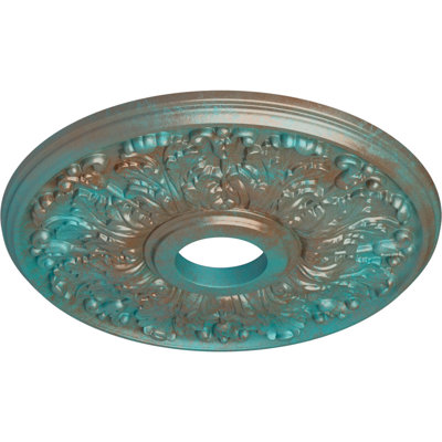 Endurathane Apollo Ceiling Medallion, 16 1/2"OD x 3 5/8"ID x 1 1/8"P (Fits Canopies up to 5 5/8"), Hand-Painted Copper Green Patina Finish