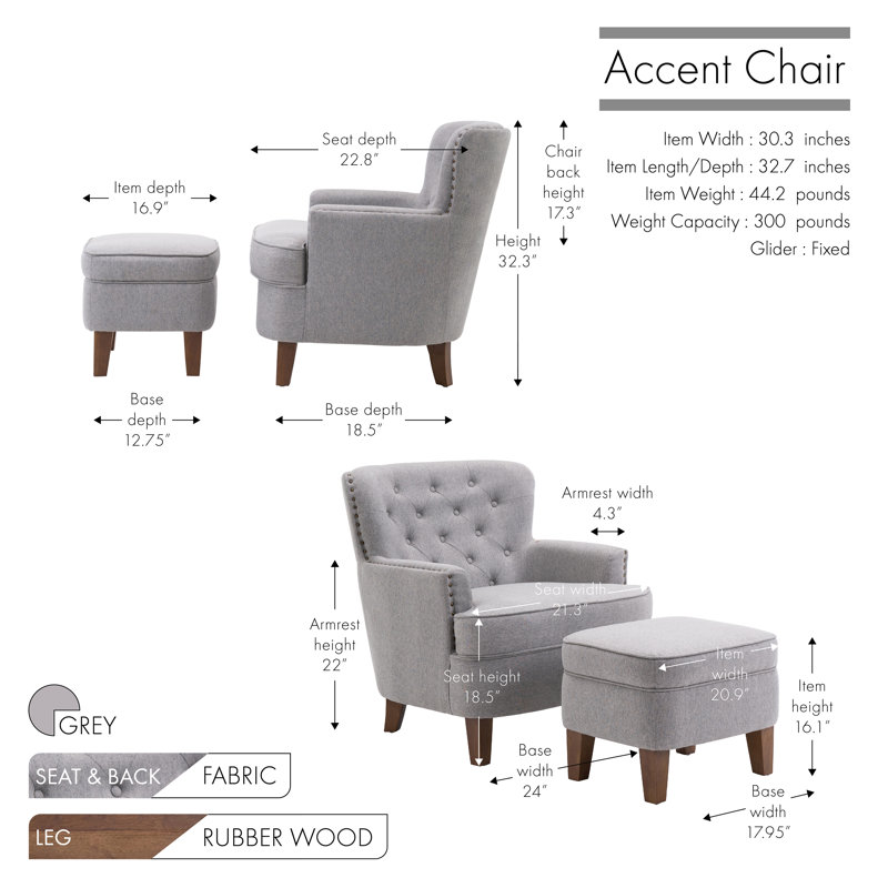 Arrison Upholstered Armchair, Gray Polyester Blend