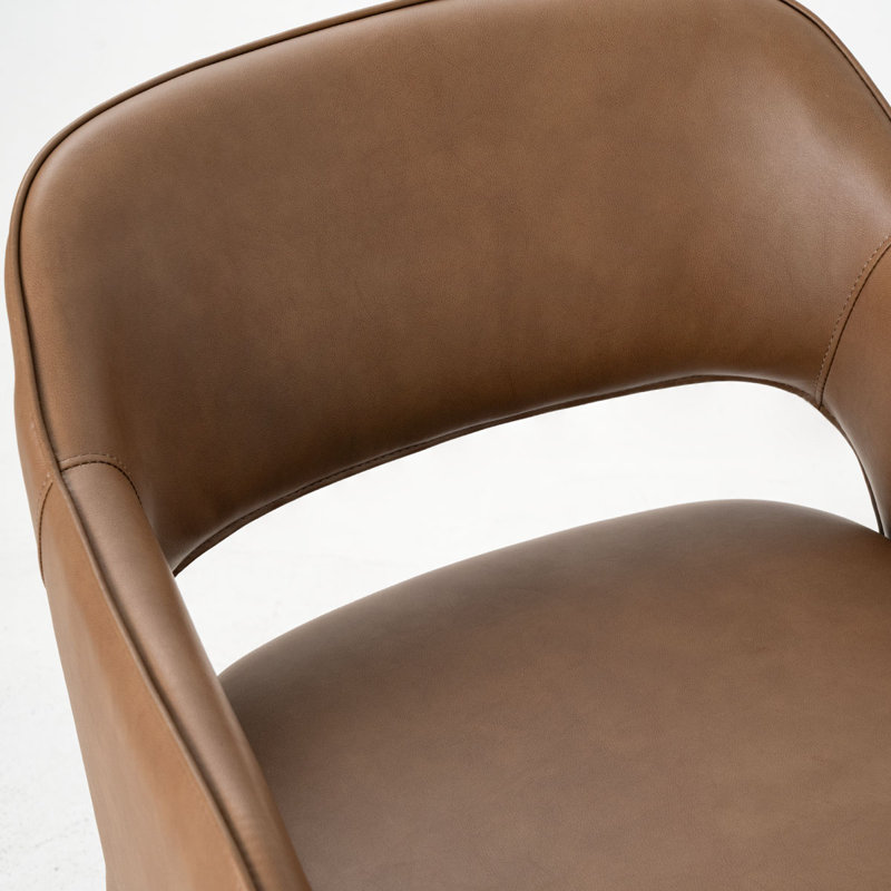 Fauteuil rembourré en similicuir, Brun