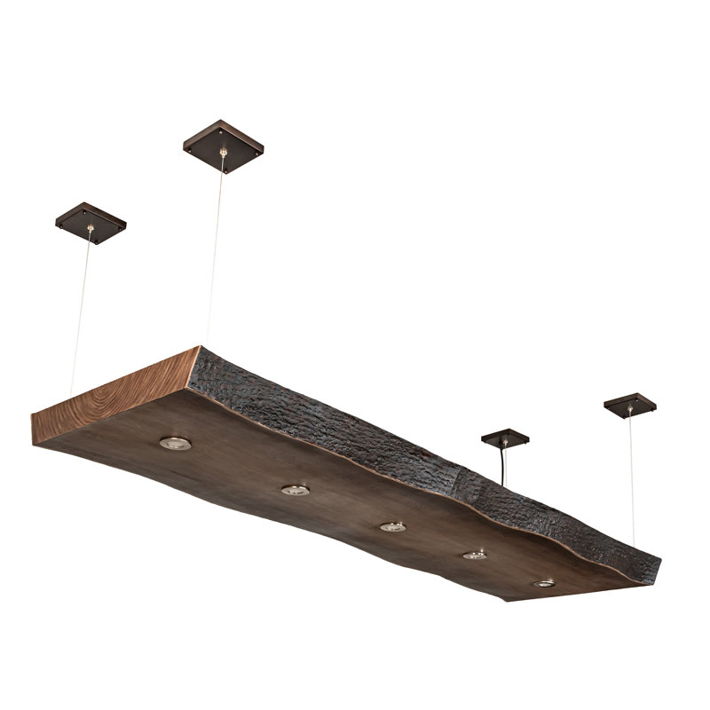 Luminaire suspendu carré / rectangulaire pour îlot de cuisine 5 lumières Live Edge