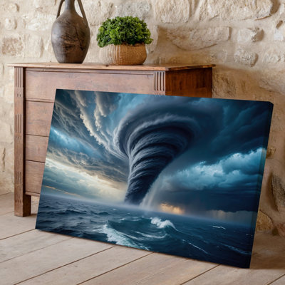 Canvas A Towering Spiraling Tornado Of Dark Swirling Clouds Dominates The Wall Art Scene Reaching Up Into A Turbulent Sky Filled With Canvas Wall Art