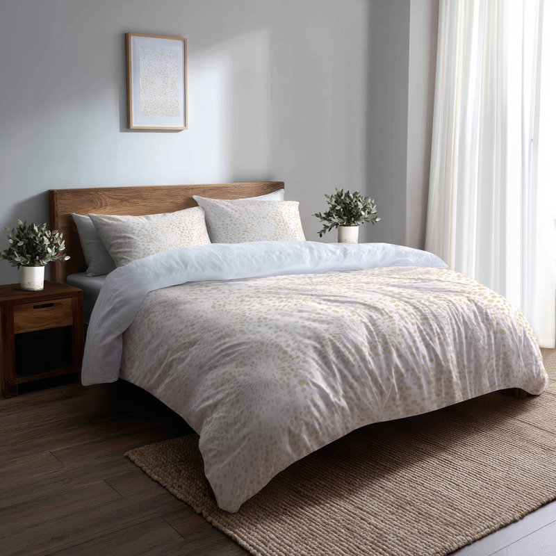 Ensemble de housse de couette abstrait 3 pièces - Ensemble de housse de couette moderne ivoire et crème Boho