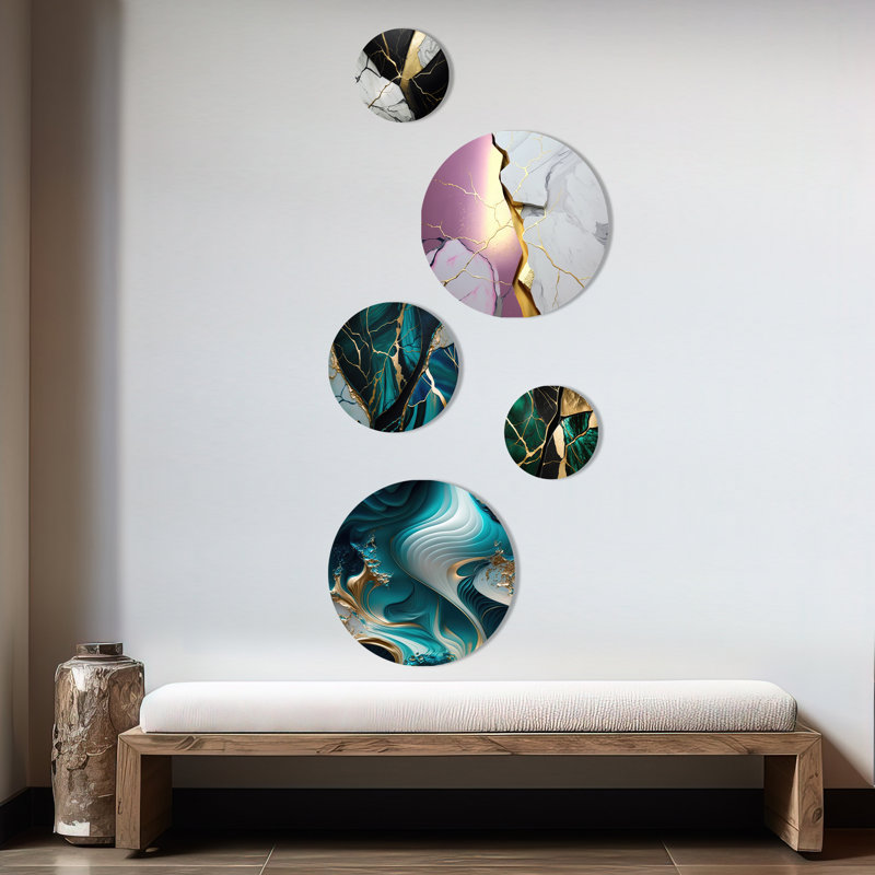 Abstract Geode Turquoise II - Abstract Marble Metal Wall Décor