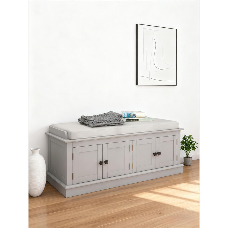 Banc d'entrée pour chaussures avec coussin amovible, Gris