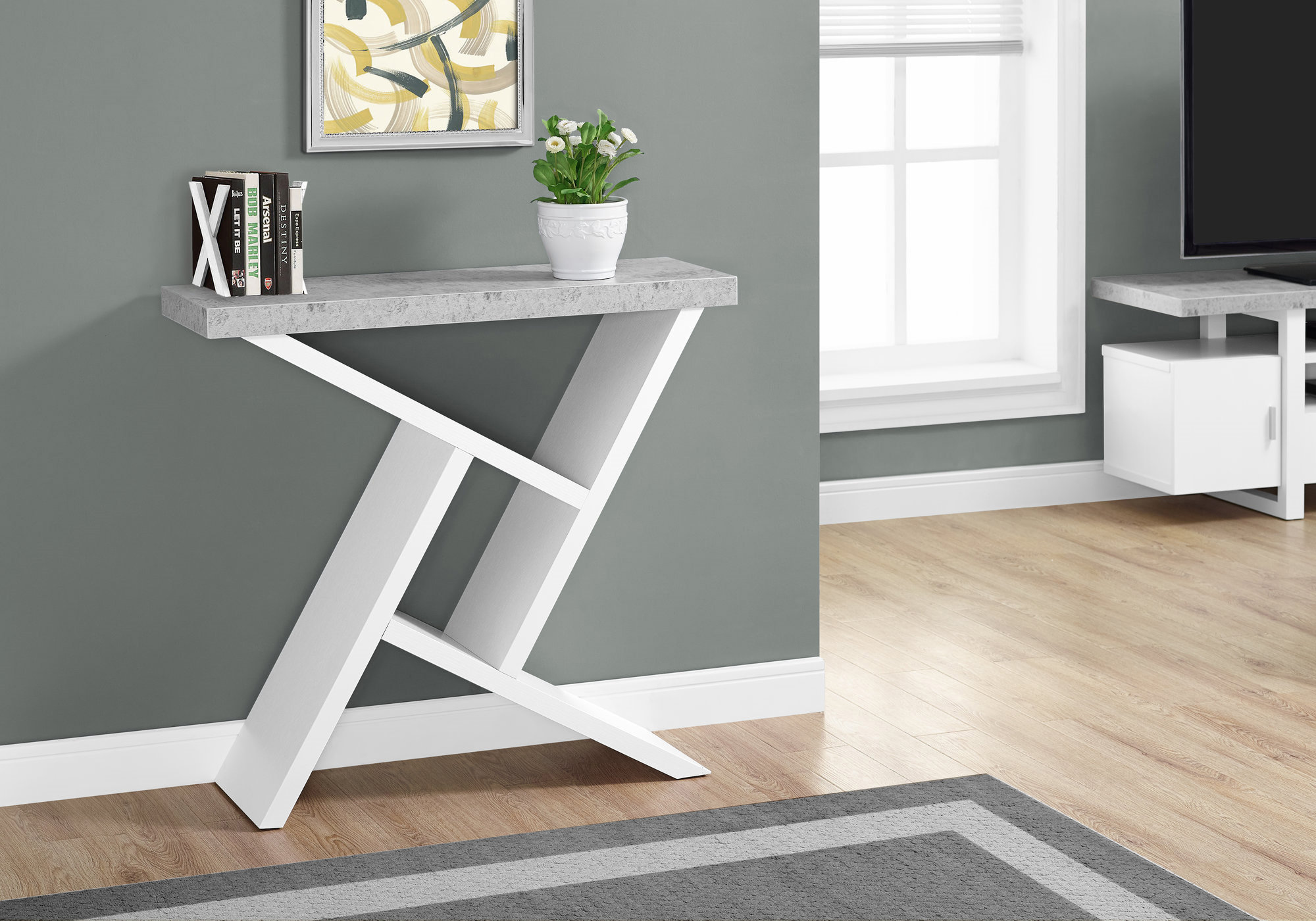Ivy Bronx Narrow Modern Console Table With Spacious Top And Angular ...