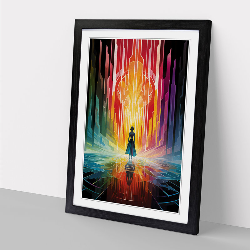 Rainbow Art Deco - Framed Print, 34cm H x 25cm W x 2cm D, Black