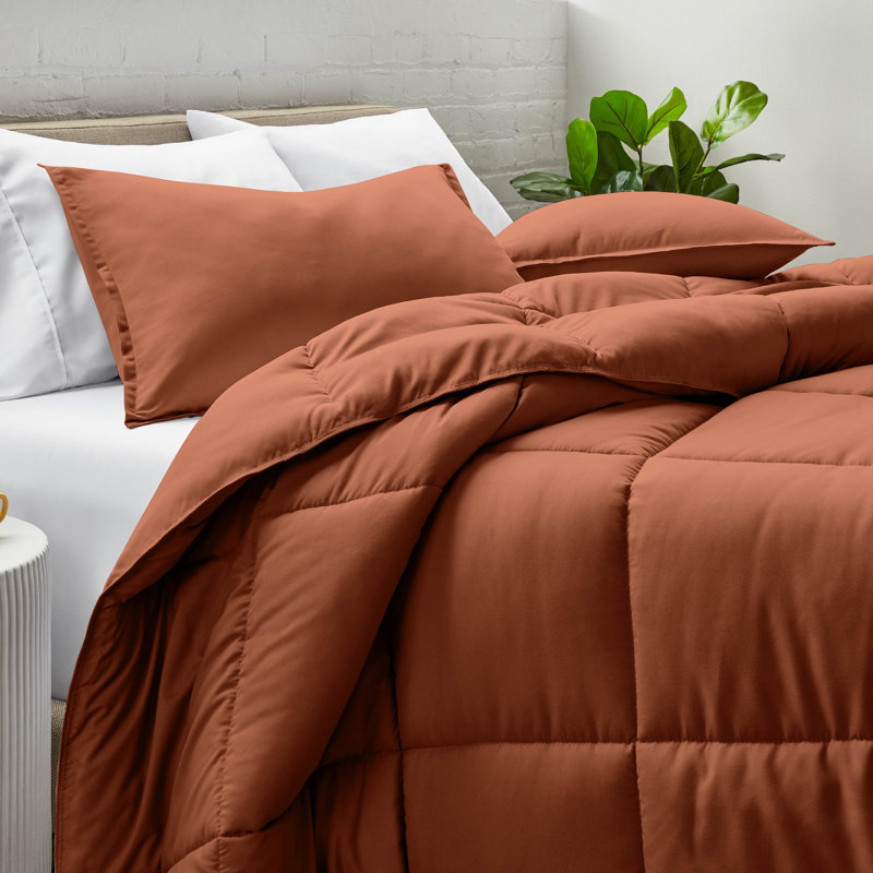 Ensemble d'édredon ultra-doux toutes saisons, Édredon double + 2 taies décoratives standards, Terra Cotta